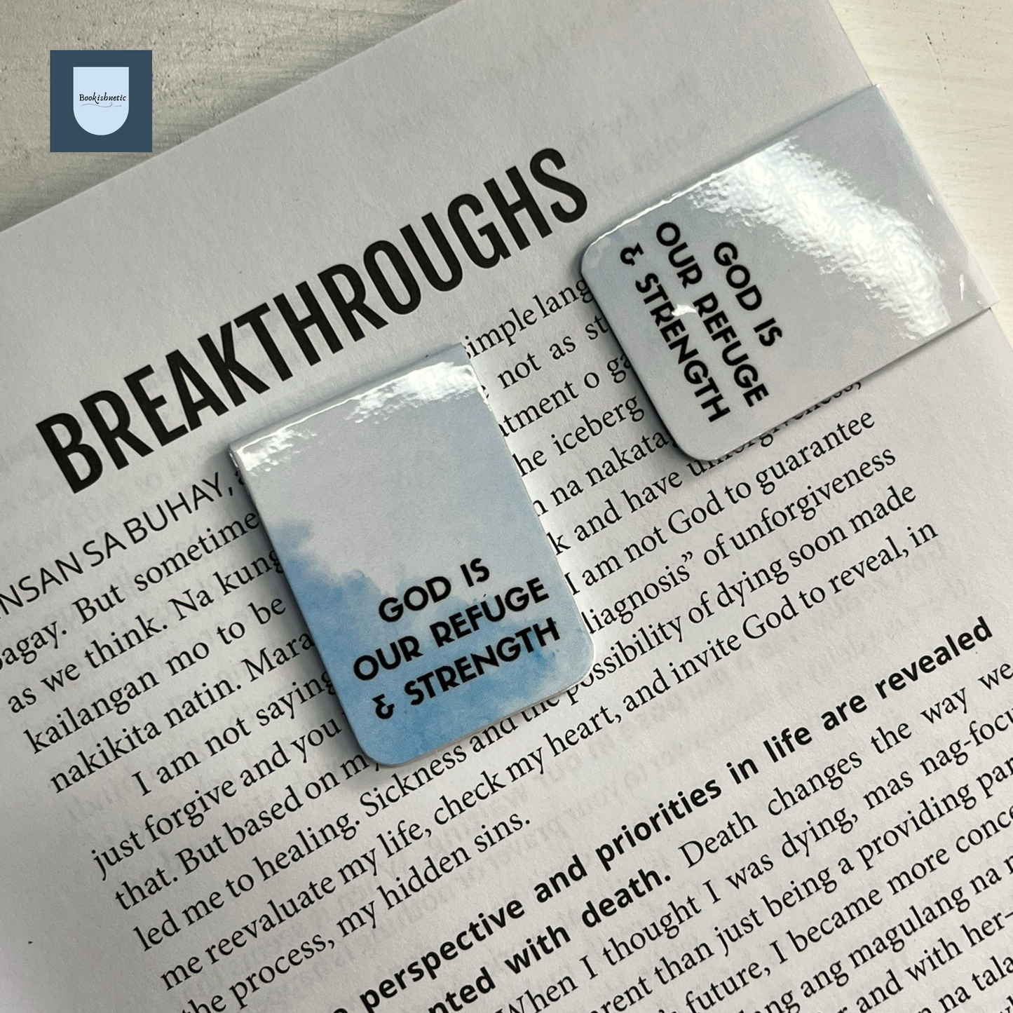 "God Is Our Refuge and Strength” Magnetic Bookmark | Minimalist Christian Bookmark | Strong Magnet | 1x3" Scripture Bookmark