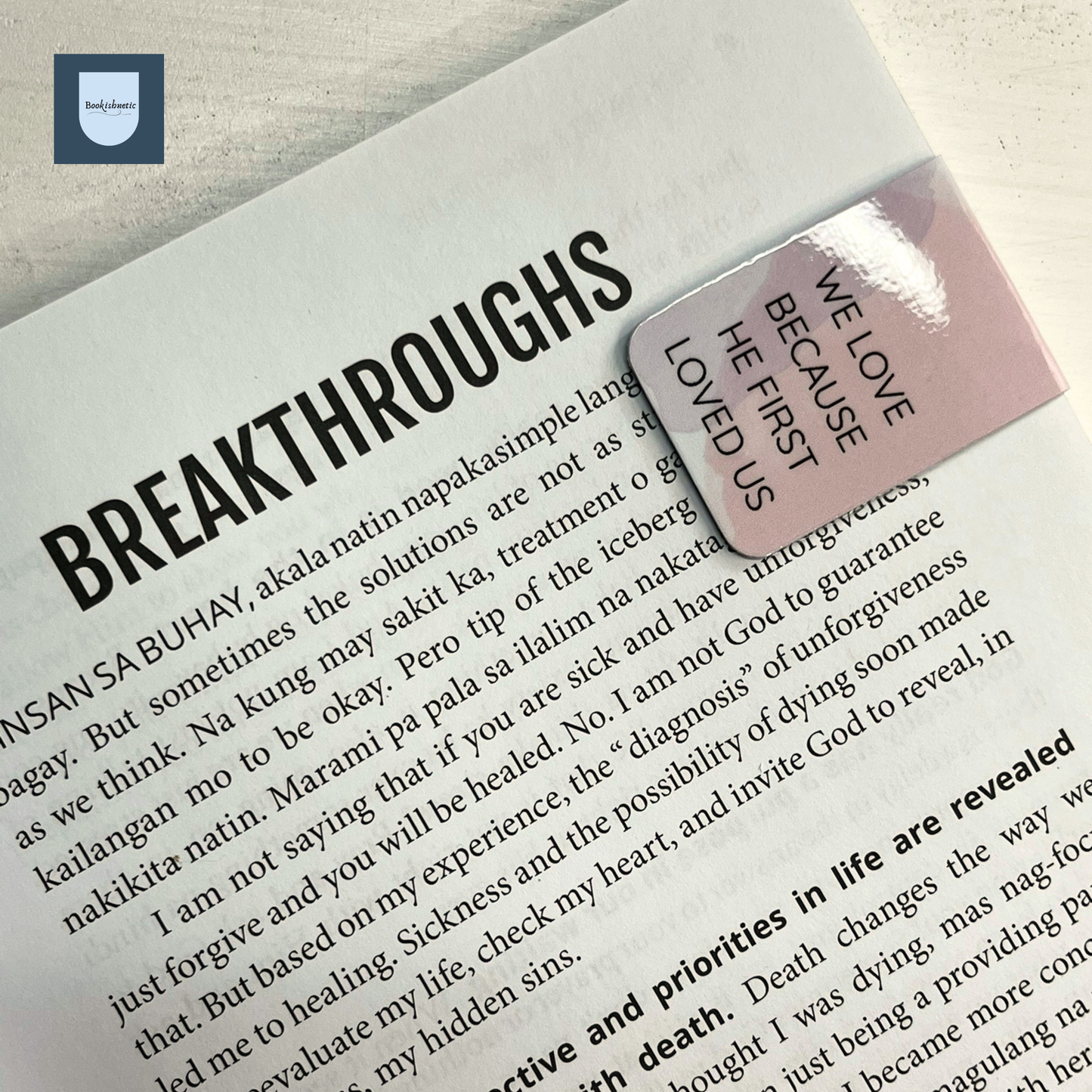 “We Love Because He First Loved Us” Magnetic Bookmark | Minimalist Christian Bookmark | 1x3" Scripture Bookmark