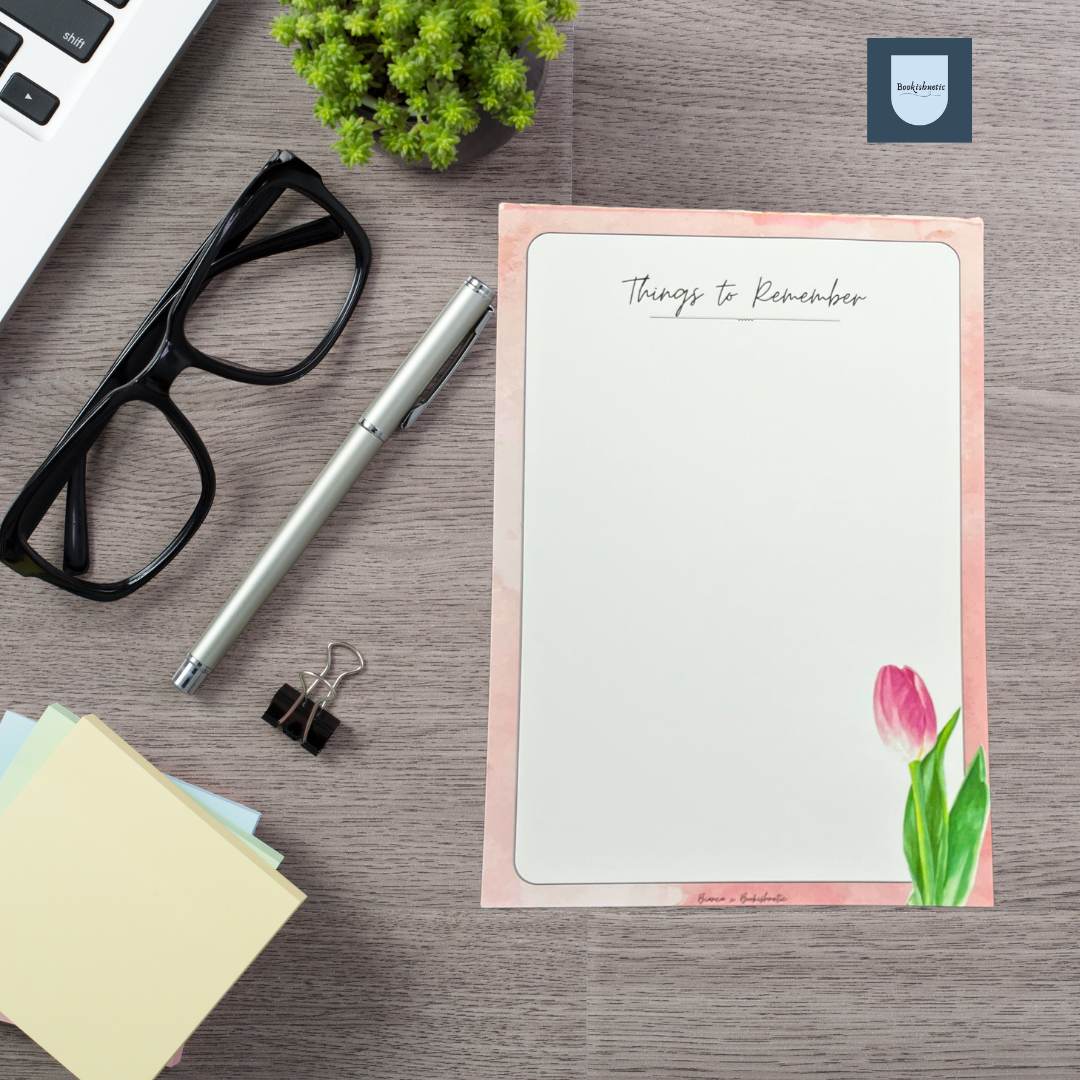 A5 Aesthetic Minimalist Floral Notepad "Things to Remember" | Custom Name | 50 Sheets 100 GSM Paper