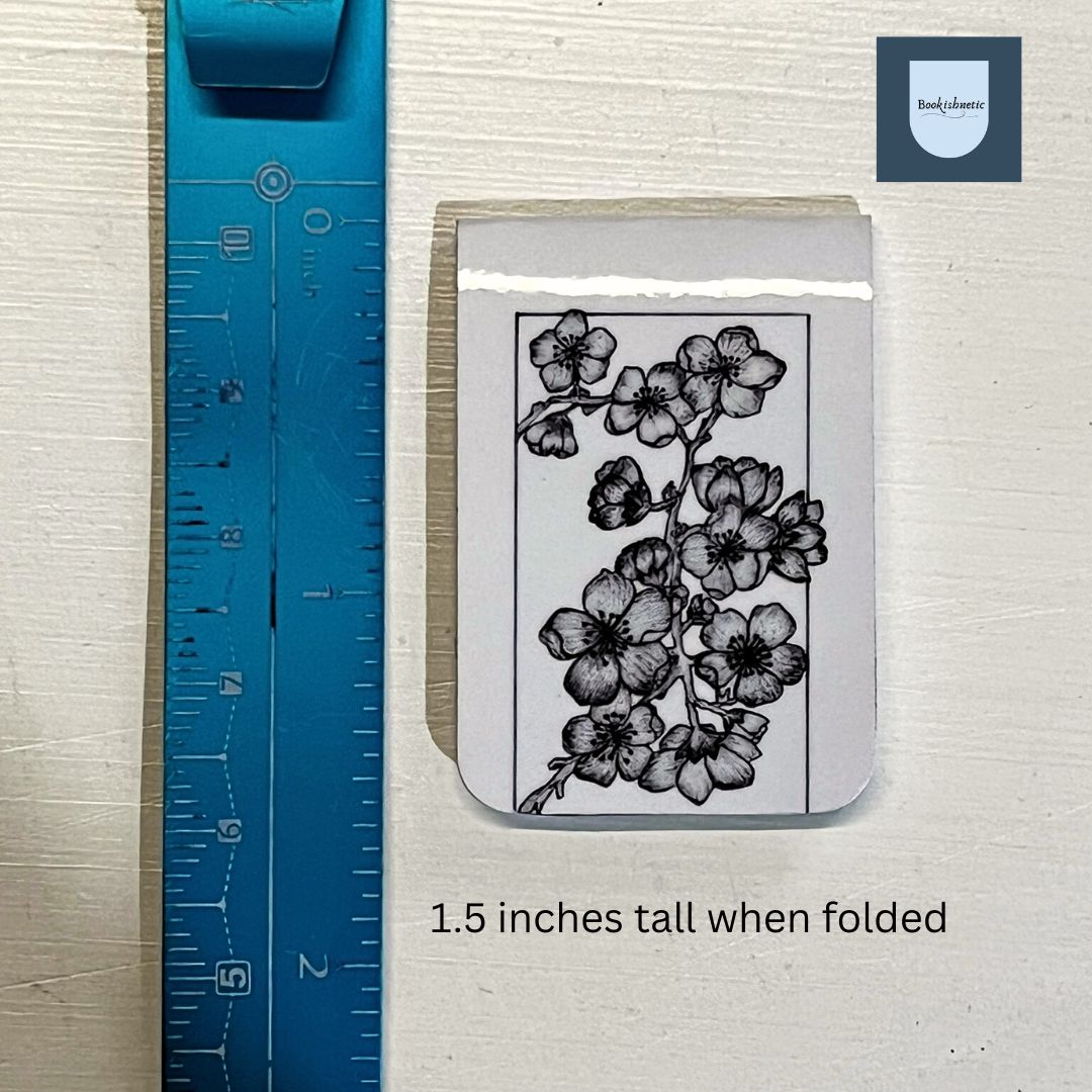 Cherry Blossom Floral Ink Magnetic Bookmark | Bookishnetic × Marya