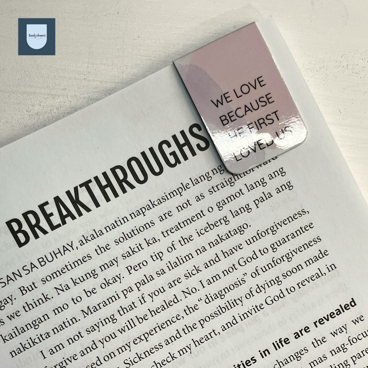“We Love Because He First Loved Us” Magnetic Bookmark | Minimalist Christian Bookmark | 1x3" Scripture Bookmark