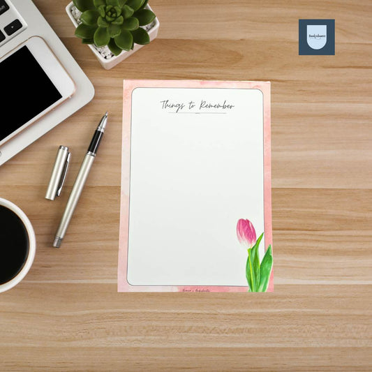 A5 Aesthetic Minimalist Floral Notepad "Things to Remember" | Custom Name | 50 Sheets 100 GSM Paper
