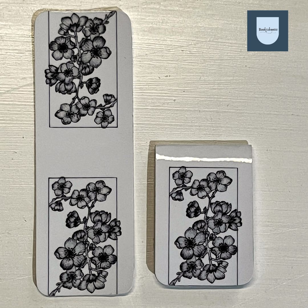 Cherry Blossom Floral Ink Magnetic Bookmark | Bookishnetic × Marya