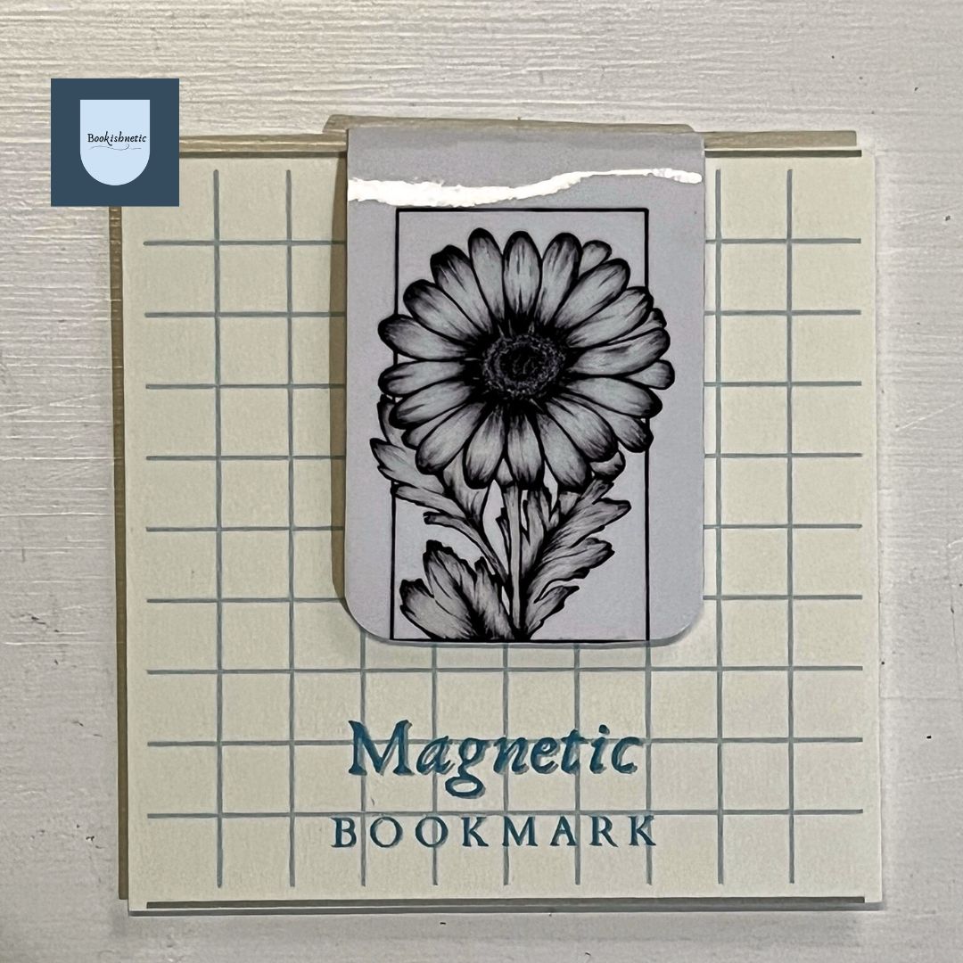 Floral Ink Magnetic Bookmark Set of 5 | Black & White Botanical Art | Minimalist Stationery Gift for Readers