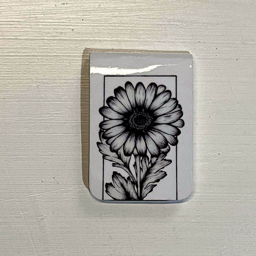Floral Ink Magnetic Bookmark Set of 5 | Black & White Botanical Art | Minimalist Stationery Gift for Readers