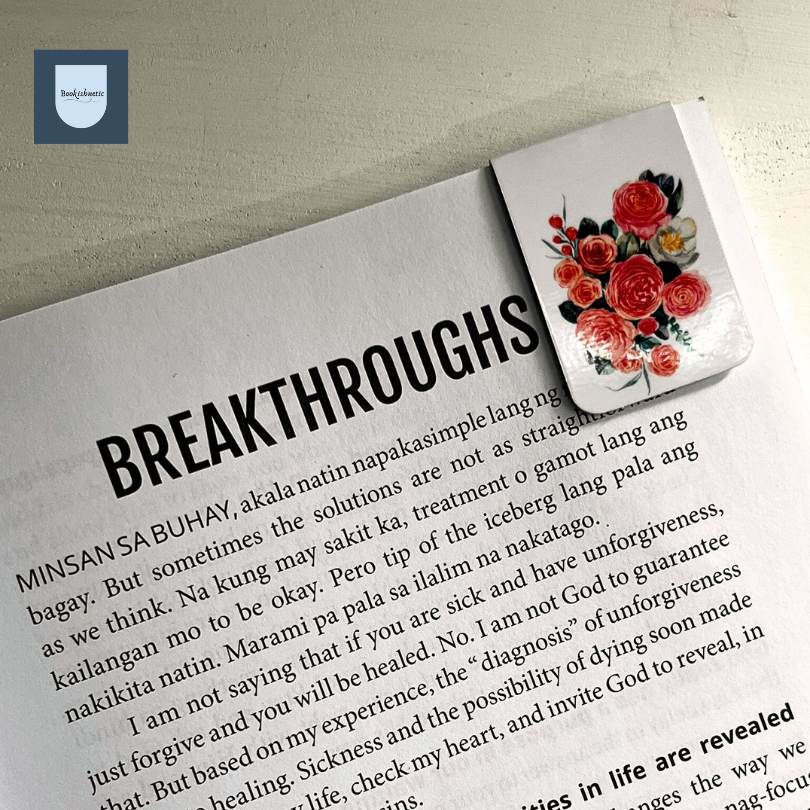 Rose Bouquet Magnetic Bookmark | Peach Floral | Handmade by Bookishnetic