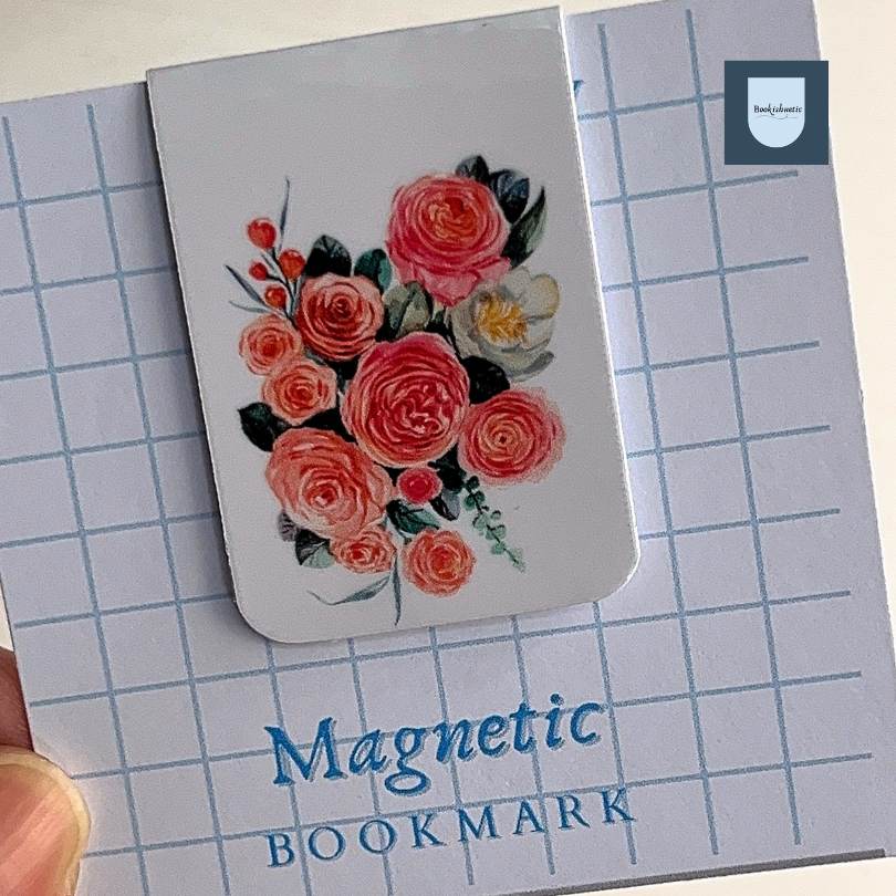 Rose Bouquet Magnetic Bookmark | Peach Floral | Handmade by Bookishnetic