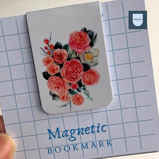 Rose Bouquet Magnetic Bookmark | Peach Floral | Handmade by Bookishnetic