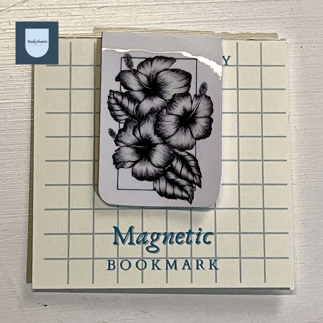 Floral Ink Magnetic Bookmark Set of 5 | Black & White Botanical Art | Minimalist Stationery Gift for Readers