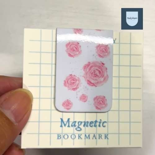 Handmade Magnetic Bookmark | Pink Floral Watercolor | Strong Magnet for Books & Planners