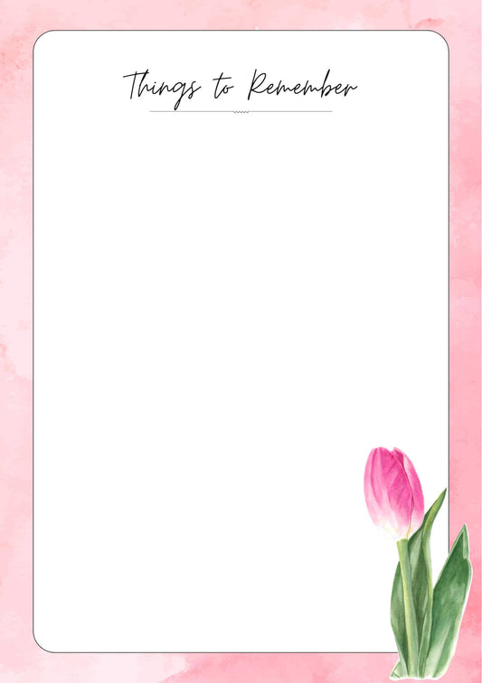 A5 Aesthetic Minimalist Floral Notepad "Things to Remember" | Custom Name | 50 Sheets 100 GSM Paper